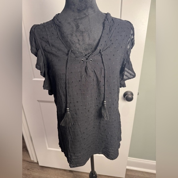 Paige Amala Lace Up Sleeveless Viscos Blouse in Black NWT - Picture 2 of 8